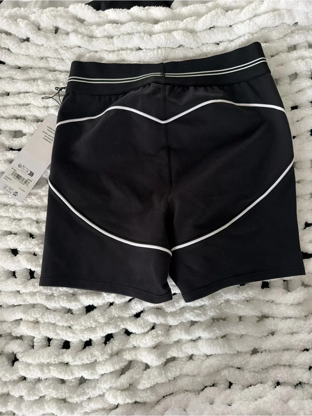 ALO Yoga Black Bike Shorts with White Trim